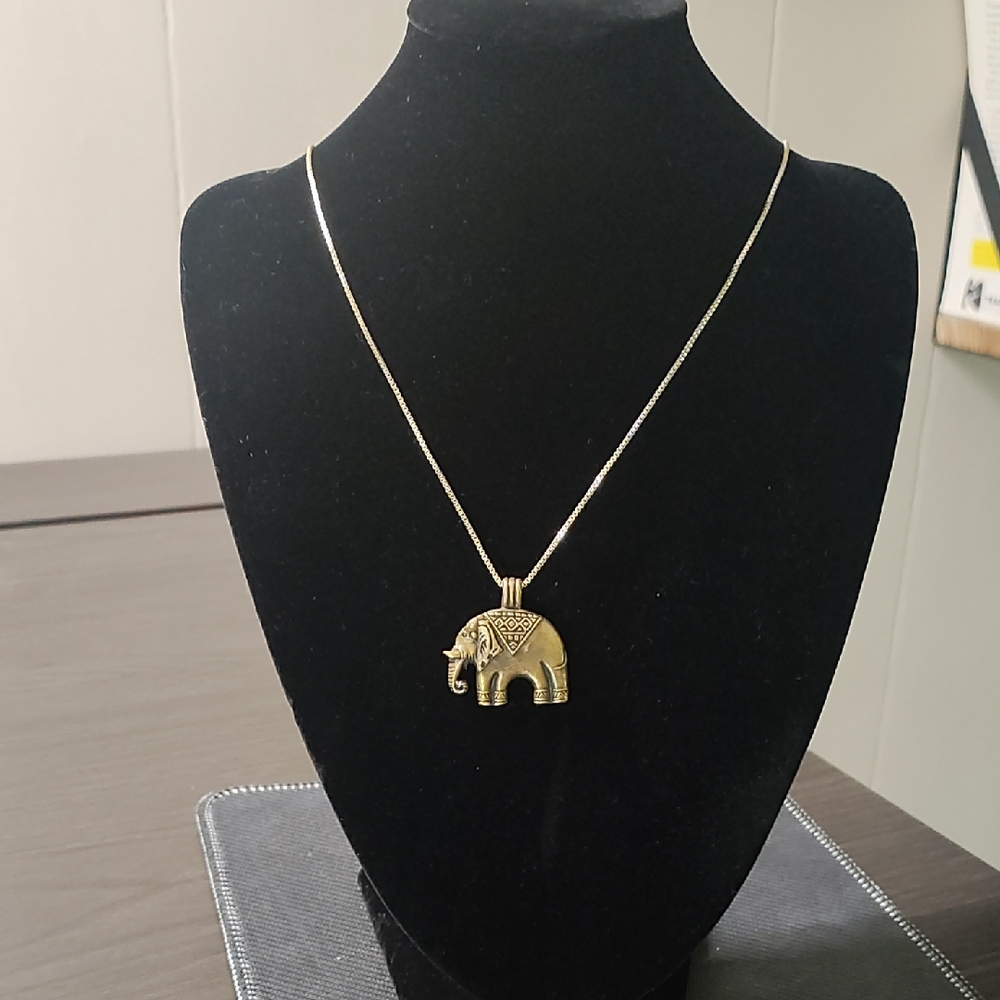 Gold Elephant Pendant Necklace